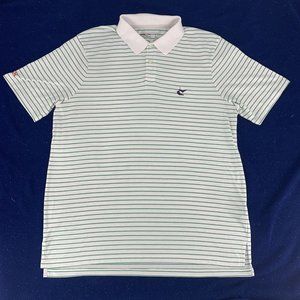 Mens RLX Ralph Lauren Golf Short Sleeve Polo Shirt‎ White Green Stripes L